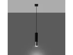 Lámparas colgantes Zarpex moderno de acero - 1 fuentes luminosas 4000K - L.8 x A.100 cm - negro/cromo