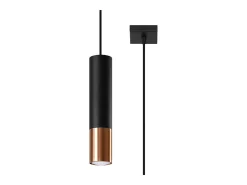 Lámparas colgantes Zarpex moderno de acero - 1 fuentes luminosas 4000K - L.8 x A.100 cm - negro/cobre
