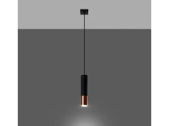 Lámparas colgantes Zarpex moderno de acero - 1 fuentes luminosas 4000K - L.8 x A.100 cm - negro/cobre