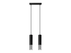 Lámparas colgantes Zarpex moderno de acero - 2 fuentes luminosas 4000K - L.30 x A.90 cm - negro/cromo