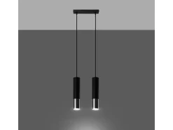 Lámparas colgantes Zarpex moderno de acero - 2 fuentes luminosas 4000K - L.30 x A.90 cm - negro/cromo