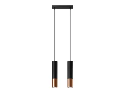 Lámparas colgantes Zarpex moderno de acero - 2 fuentes luminosas 4000K - L.30 x A.90 cm - negro/cobre
