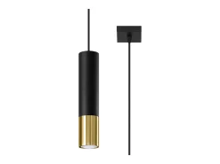 Lámparas colgantes Zarpex moderno de acero - 1 fuentes luminosas 3000K - L.8 x A.100 cm - oro negro