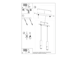 Lámparas colgantes Zarpex moderno de acero - 2 fuentes luminosas 3000K - L.30 x A.90 cm - negro/cobre