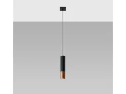 Lámparas colgantes Zarpex moderno de acero - 1 fuentes luminosas 3000K - L.8 x A.100 cm - negro/cobre