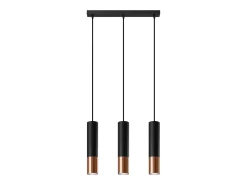 Lámparas colgantes Zarpex moderno de acero - 3 fuentes luminosas 3000K - L.45 x A.90 cm - negro/cobre