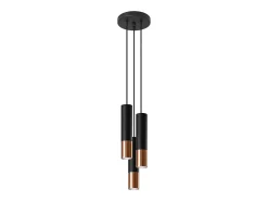 Lámparas colgantes Zarpex moderno de acero - 3 fuentes luminosas 3000K - L.20 x A.90 cm - negro/cobre