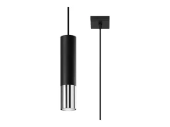 Lámparas colgantes Zarpex moderno de acero - 1 fuentes luminosas 3000K - L.8 x A.100 cm - negro/cromo