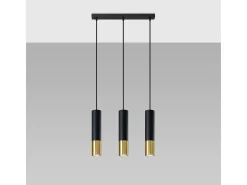 Lámparas colgantes Zarpex moderno de acero - 3 fuentes luminosas 3000K - L.45 x A.90 cm - oro negro