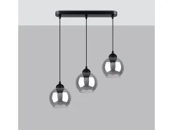 Lámparas colgantes Zelaro moderno de acero - 3 fuentes luminosas 3000K - L.45 x A.117 cm - negro