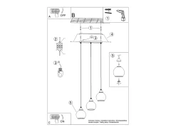 Lámparas colgantes Zelaro moderno de acero - 3 fuentes luminosas 4000K - L.45 x A.117 cm - negro