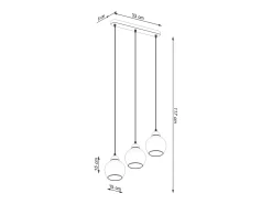 Lámparas colgantes Zelaro moderno de acero - 3 fuentes luminosas 4000K - L.45 x A.117 cm - negro