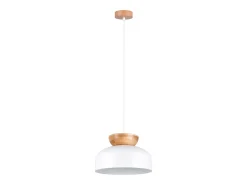 Lámparas colgantes Zeleron escandinavo de madera/acero - 1 fuentes luminosas 4000K - L.29,5 x A.130 cm - blanco/madera natural