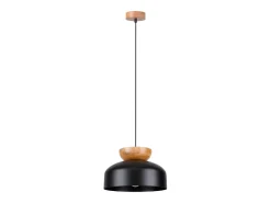 Lámparas colgantes Zeleron escandinavo de madera/acero - 1 fuentes luminosas 4000K - L.29,5 x A.130 cm - negro/madera natural
