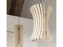 Lámparas colgantes Zenexia escandinavo de madera - 1 fuentes luminosas 4000K - L.21 x A.120 cm - madera natural