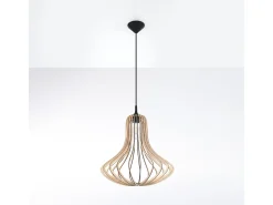 Lámparas colgantes Zenix escandinavo de madera - 1 fuentes luminosas 3000K - L.41 x A.110 cm - madera natural