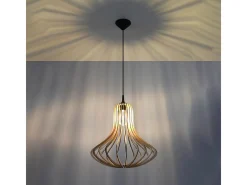 Lámparas colgantes Zenix escandinavo de madera - 1 fuentes luminosas 4000K - L.41 x A.110 cm - madera natural