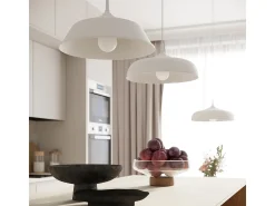 Lámparas colgantes Zinta escandinavo de acero - 1 fuentes luminosas 3000K - L.38 x A.74 cm - blanco