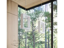 Lámparas colgantes Zodiara escandinavo de acero/madera - 1 fuentes luminosas 4000K - L.24 x A.133 cm - blanco