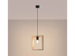 Lámparas colgantes Zodiara escandinavo de acero/madera - 1 fuentes luminosas 4000K - L.24 x A.133 cm - madera natural