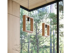 Lámparas colgantes Zodiara escandinavo de acero/madera - 1 fuentes luminosas 4000K - L.24 x A.133 cm - madera natural