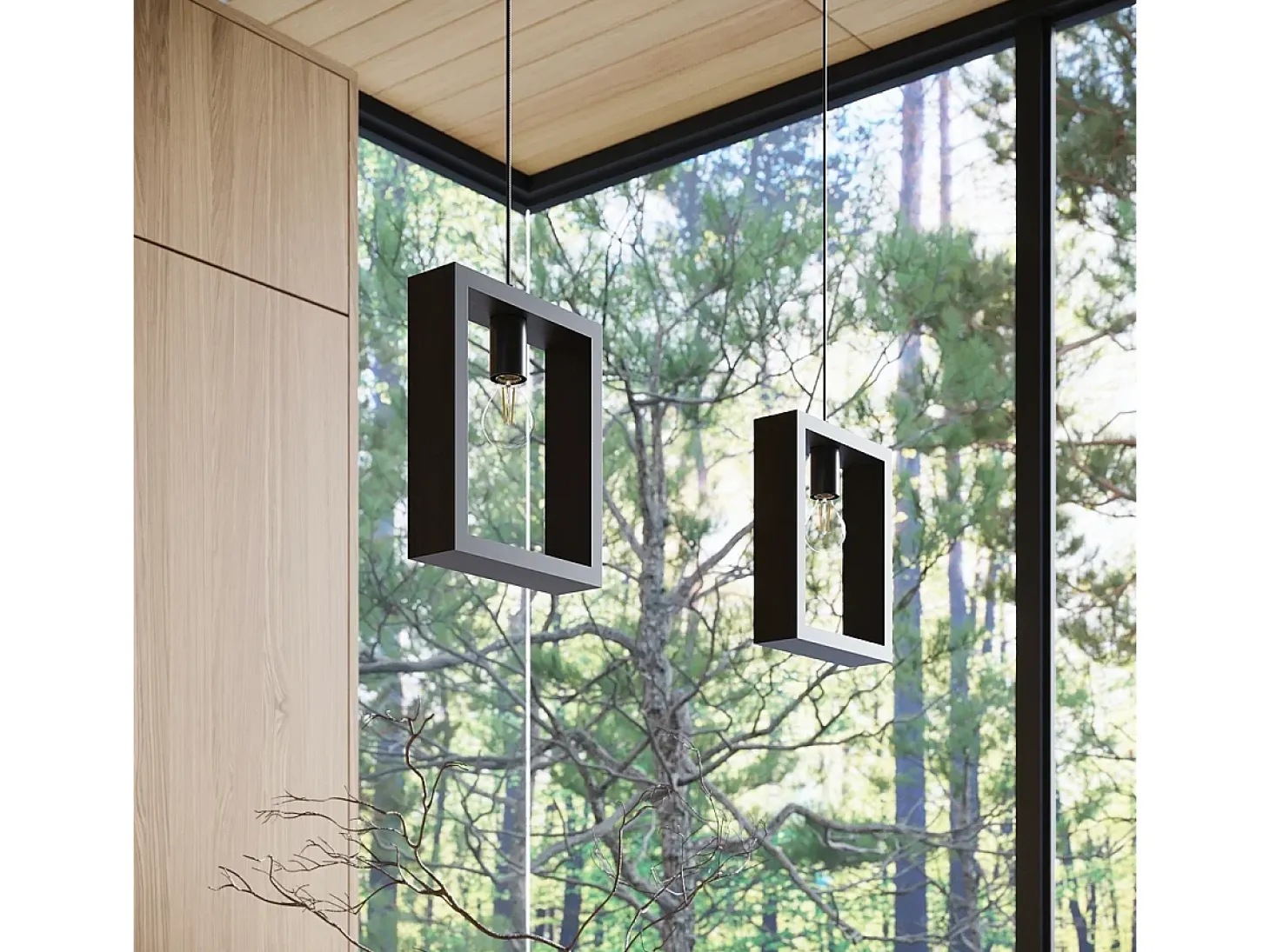 Lámparas colgantes Zodiara escandinavo de acero/madera - 1 fuentes luminosas 3000K - L.24 x A.133 cm - wengué