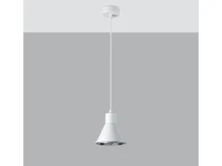Lámparas colgantes Zylata moderno de acero - 1 fuentes luminosas 3000K - L.14 x A.120 cm - blanco