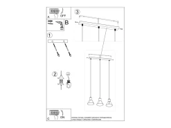 Lámparas colgantes Zylata moderno de acero - 3 fuentes luminosas 4000K - L.45 x A.120 cm - negro