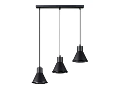 Lámparas colgantes Zylata moderno de acero - 3 fuentes luminosas 3000K - L.45 x A.120 cm - negro