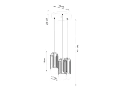 Lámparas colgantes Zynex moderno de acero - 3 fuentes luminosas 4000K - L.34 x A.115 cm - blanco