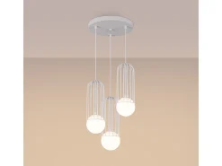 Lámparas colgantes Zynex moderno de acero - 3 fuentes luminosas 4000K - L.34 x A.115 cm - blanco