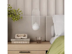 Lámparas colgantes Zynex moderno de acero - 3 fuentes luminosas 3000K - L.34 x A.115 cm - blanco
