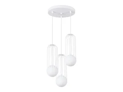 Lámparas colgantes Zynex moderno de acero - 3 fuentes luminosas 3000K - L.34 x A.115 cm - blanco