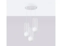 Lámparas colgantes Zynex moderno de acero - 3 fuentes luminosas 3000K - L.34 x A.115 cm - blanco