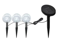Lámparas de bola jardín LED anclajes y paneles solares 3 uds ES502074