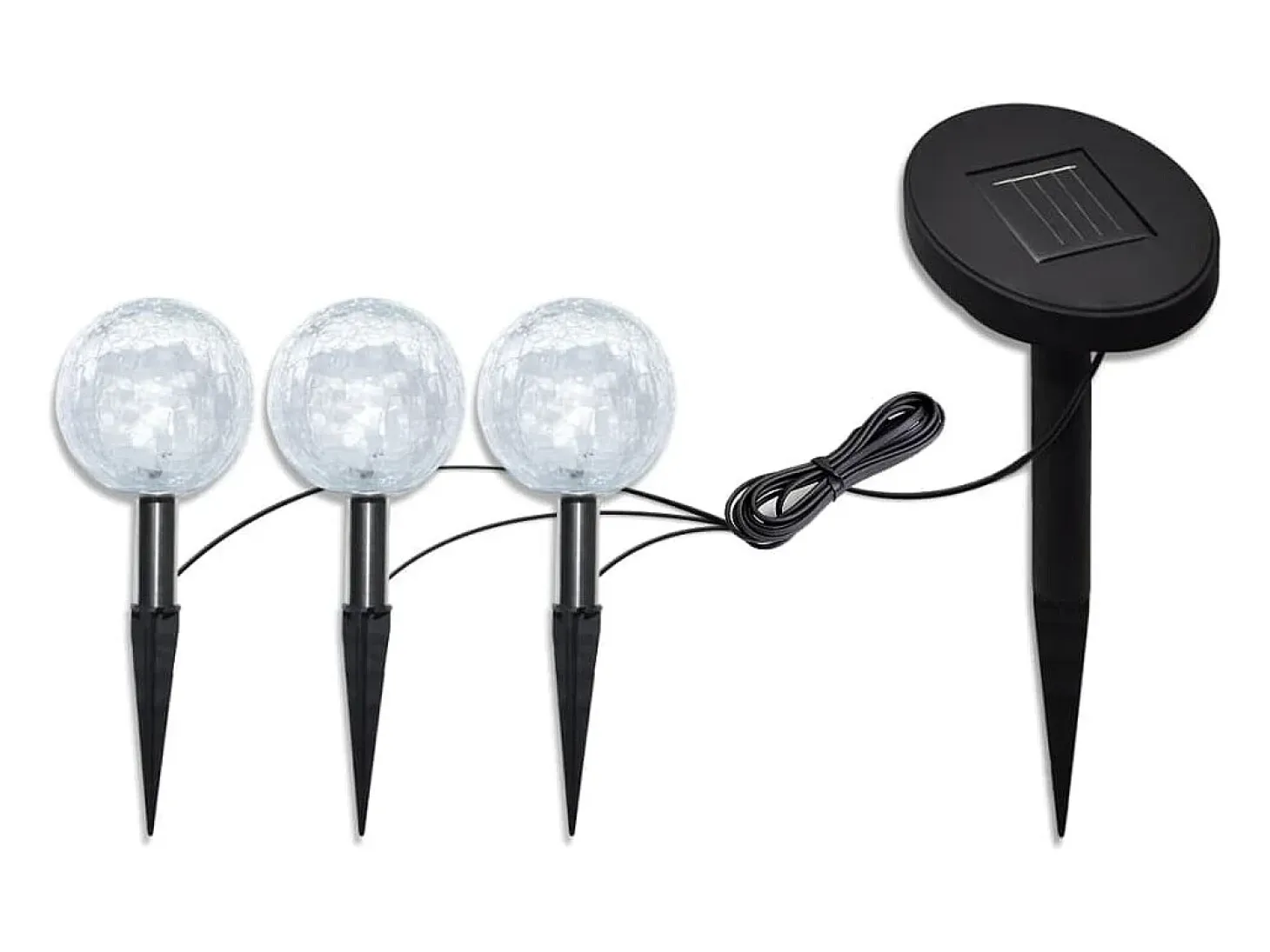 Lámparas de bola jardín LED anclajes y paneles solares 3 uds ES502074