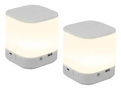 Lámparas de mesa LED NETTLIFE, paquete de 2, con batería recargable de 1800 mAh regulables táctilmente 3000-6500 K USB 3 temperaturas de color