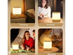 Lámparas de mesa LED NETTLIFE, paquete de 2, con batería recargable de 1800 mAh, regulables táctilmente, 3000-6500K USB 3 temperaturas de color