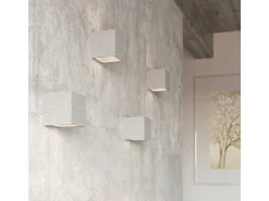 Lámparas de pared Astra moderno de hormigón/vidrio - 1 fuentes luminosas 4000K - L.12 x A.10 cm - gris