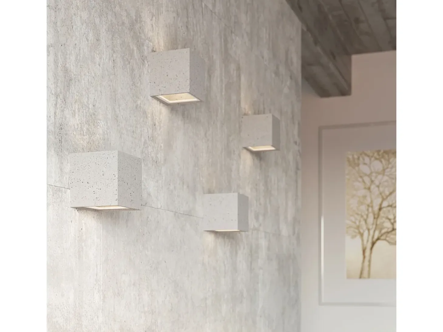 Lámparas de pared Astra moderno de hormigón/vidrio - 1 fuentes luminosas 3000K - L.12 x A.10 cm - gris