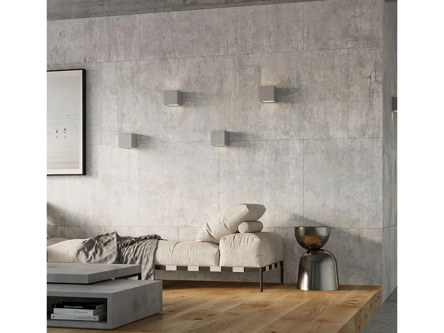 Lámparas de pared Astra moderno de hormigón/vidrio - 1 fuentes luminosas 3000K - L.12 x A.10 cm - gris