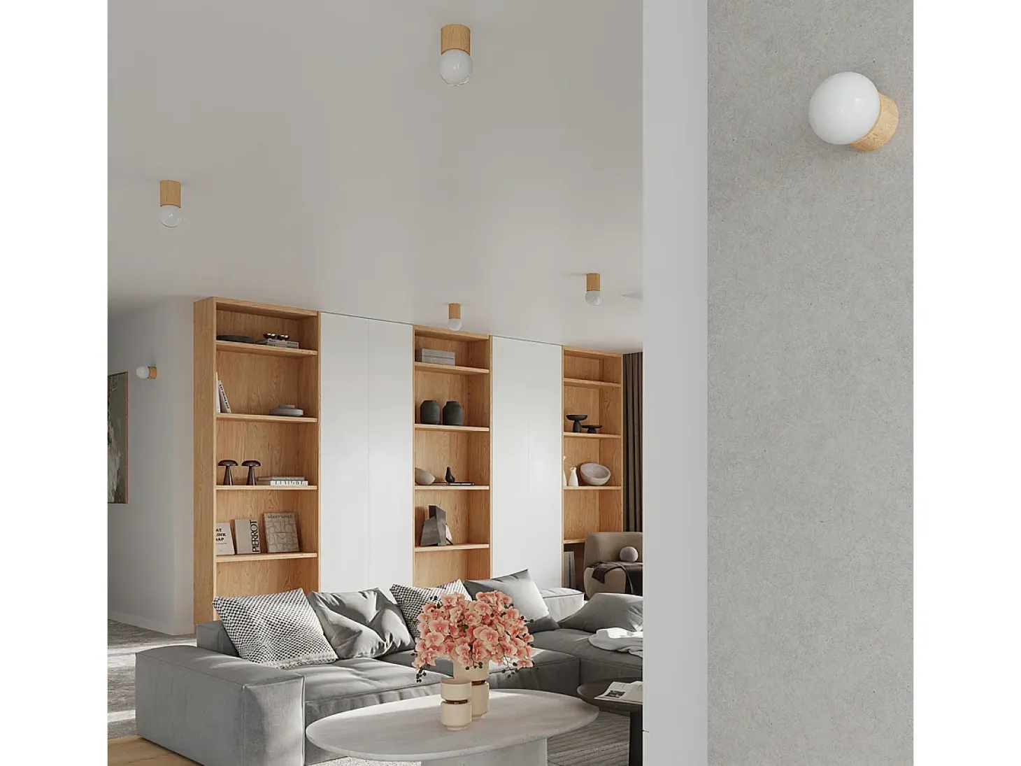 Lámparas De Pared Boomo Moderno De Madera - 1 Fuentes Luminosas - L.12 X A.12 Cm - Madera Natural