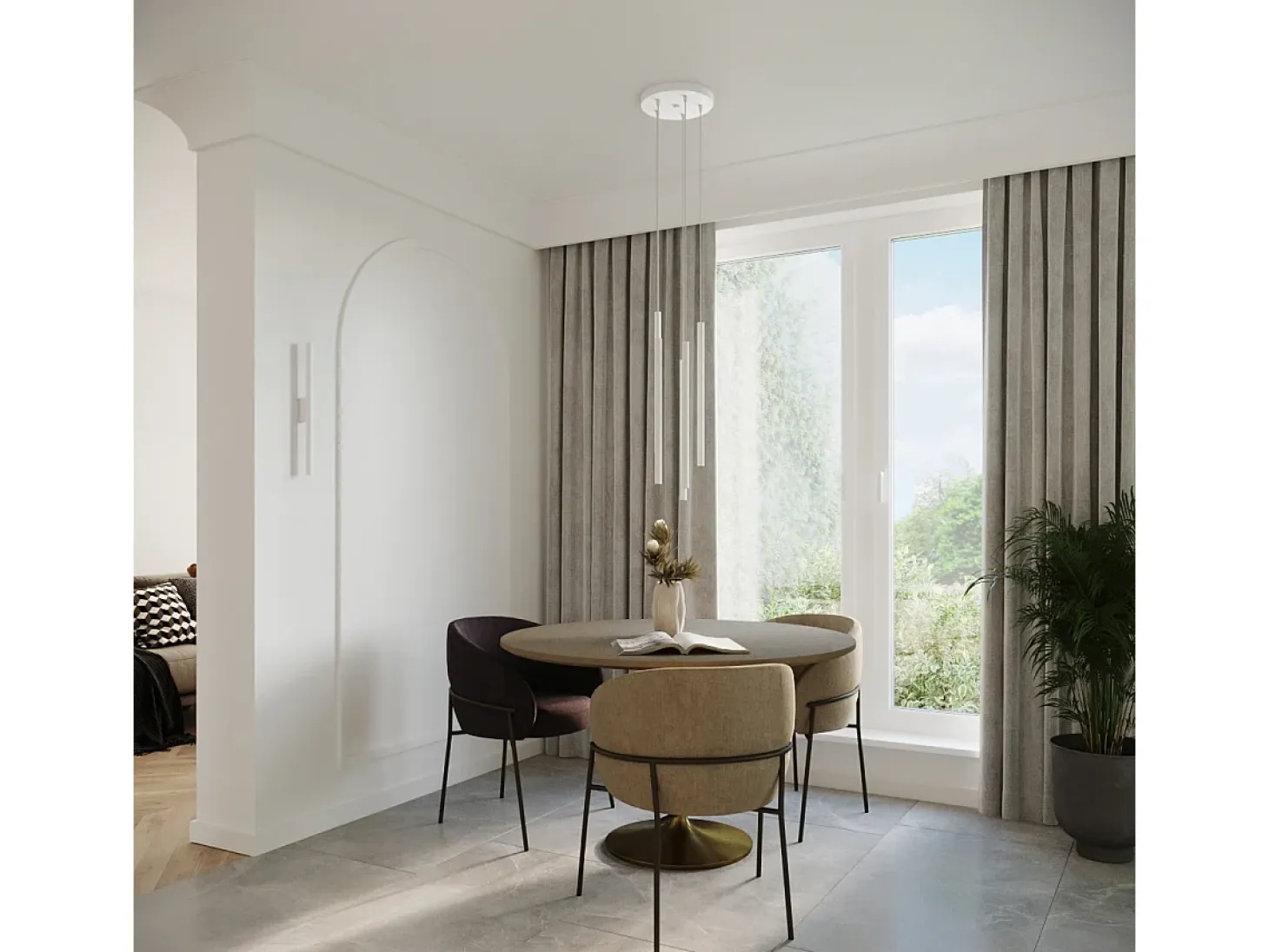 Lámparas de pared Brill moderno de acero - 2 fuentes luminosas 3000K - L.2,5 x A.50 cm - blanco