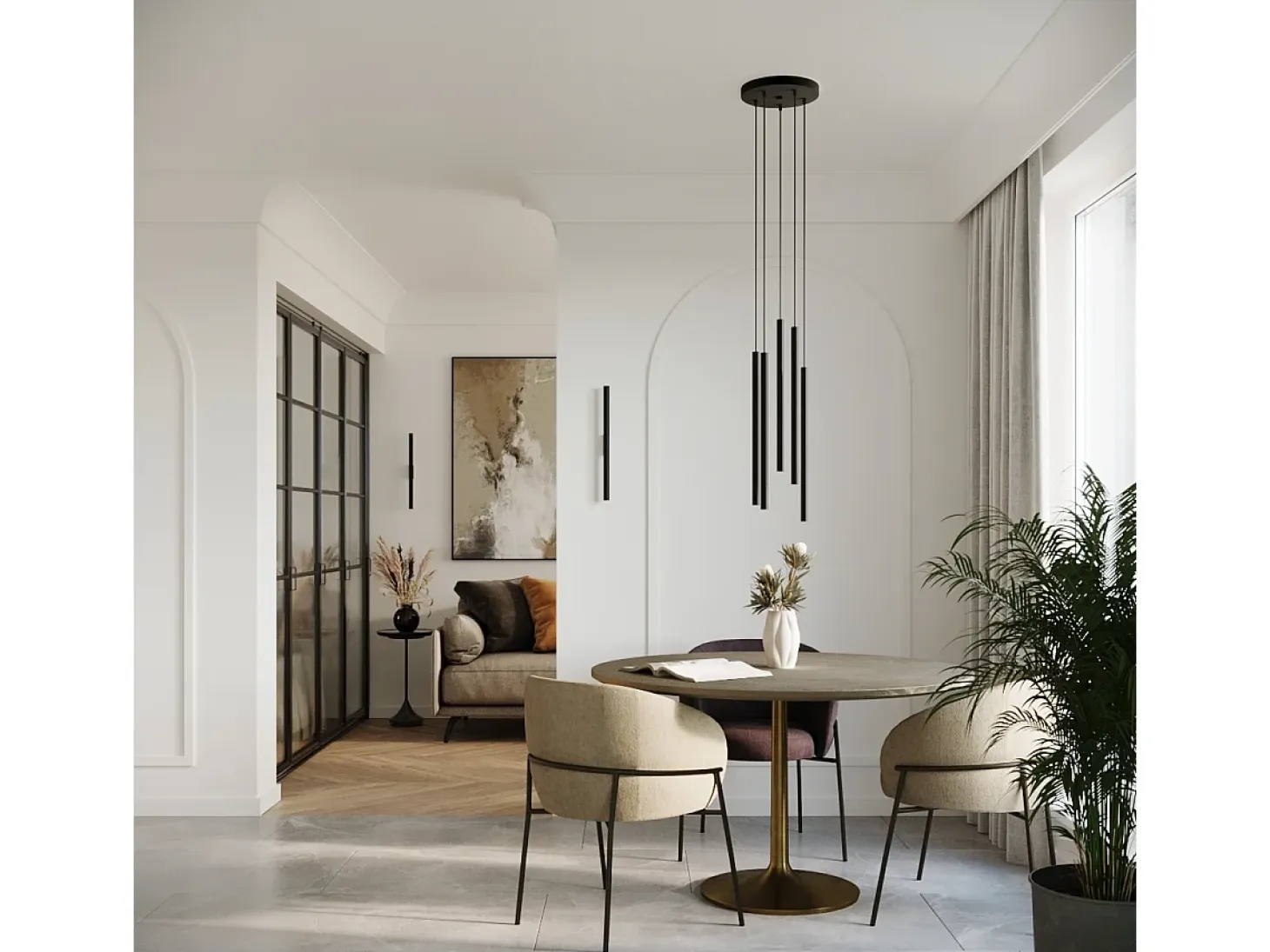 Lámparas de pared Brill moderno de acero - 2 fuentes luminosas 4000K - L.2,5 x A.50 cm - negro