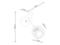 Lámparas de pared Celubi moderno de acero - 1 fuentes luminosas 3000K - L.15 x A.30 cm - negro