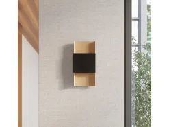 Lámparas De Pared Durlin Moderno De Acero - 2 Fuentes Luminosas - L.20 X A.40 Cm - Oro/Negro