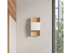 Lámparas De Pared Durlin Moderno De Acero - 2 Fuentes Luminosas - L.20 X A.40 Cm - Oro/Blanco