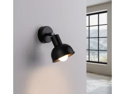 Lámparas De Pared Elba Desván De Acero - 1 Fuentes Luminosas - L.19 X A.17 Cm - Negro
