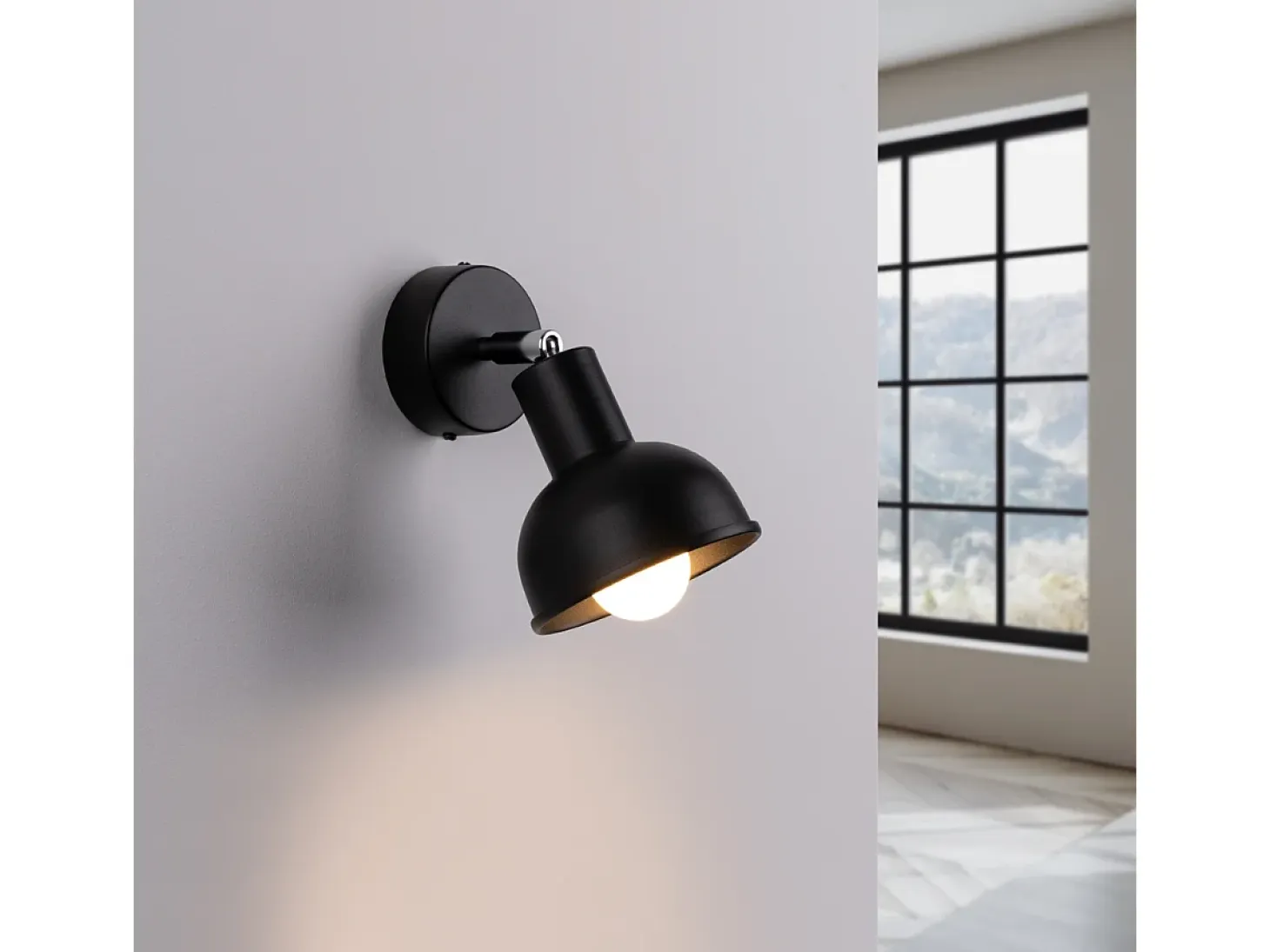 Lámparas De Pared Elba Desván De Acero - 1 Fuentes Luminosas - L.19 X A.17 Cm - Negro