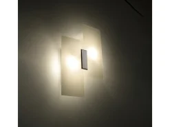 Lámparas de pared Fabulario moderno de acero/vidrio - 2 fuentes luminosas 4000K - L.27 x A.37 cm - cromo/blanco